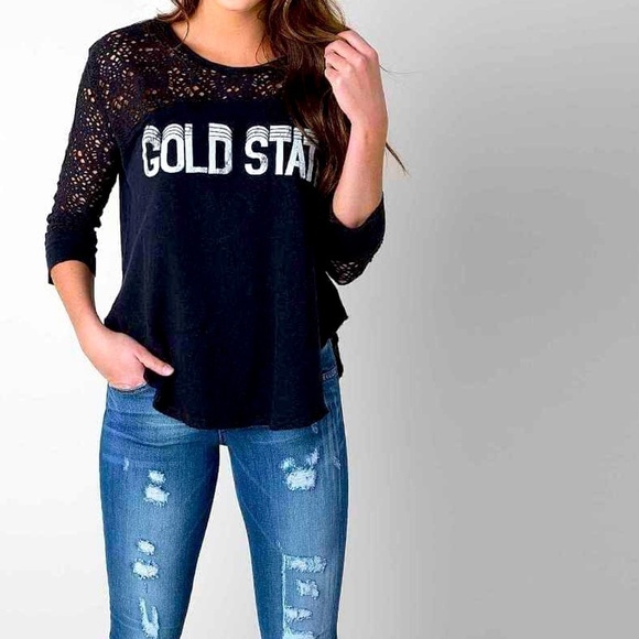 We The Free Free People Gold State Vintage Knit Top Size Medium Crochet Grunge - Picture 1 of 8